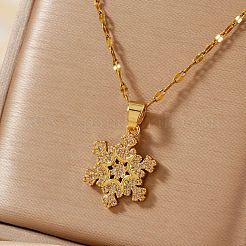 Colliers avec pendentif flocon de neige de Noël en laiton et zircone cubique&nbsp;BF5591-1
