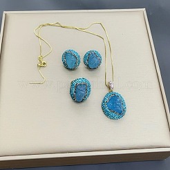 Collane con ciondolo in acquamarina naturale ovale con strass cechi&nbsp;FS-WG513DD-01