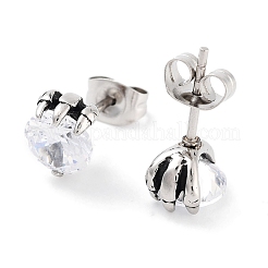 Orecchini a bottone con artiglio di demone di Halloween in acciaio chirurgico 316 con pavé di zirconi cubici trasparenti per donne e uomini&nbsp;EJEW-Z050-26AS