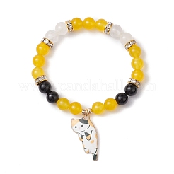Braccialetti elastici con perline di pietre preziose miste naturali per le donne&nbsp;BJEW-TA00573-02