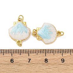 304 Edelstahl hellcyan Emaille Muschelform Verbinder Charms&nbsp;STAS-U061-06G