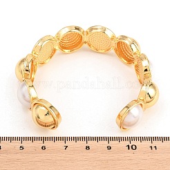 Brazaletes de latón semicirculares con imitación de perla ABS para mujer&nbsp;BJEW-T025-05G-01