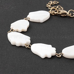 Gliederarmband aus natürlichen Muscheln mit Tulpengliedern&nbsp;BJEW-C015-04G