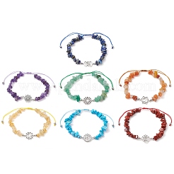 7 Stück Chakra-Thema natürliche und synthetische gemischte Edelsteinsplitter geflochtene Perlenarmbänder&nbsp;BJEW-JB11326