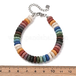 Bracelets heishi en roche de lave naturelle teintée selon les chakras&nbsp;GG-CBA922D-04