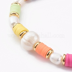 Bracciali elasticizzati con perline di argilla polimerica heishi&nbsp;BJEW-JB06026-05