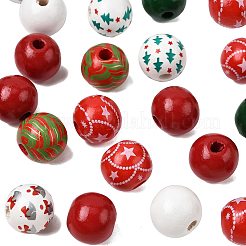 50 Stück 7 Farben Weihnachtsspray bemalte europäische Holzperlen&nbsp;WOOD-FS0002-43