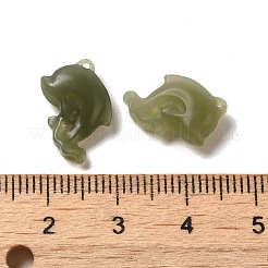 Dijes de delfines de jade nefrita natural&nbsp;G-NH0007-01