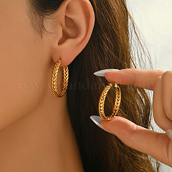 Bague avec boucles d'oreilles créoles en acier inoxydable avec blé&nbsp;KR5657