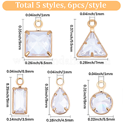 30 Stück 5 Stile Messing Zirkonia Charms&nbsp;ZIRC-SC0001-40