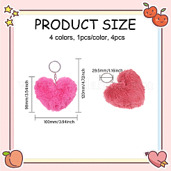 4 Stück 4 Farben Polyester-Schlüsselanhänger&nbsp;KEYC-GO0001-07
