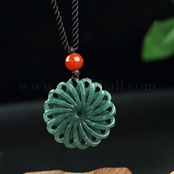 Halsketten mit Anhänger aus natürlicher Jade mit hohler Blume&nbsp;FS-WG657F8-02