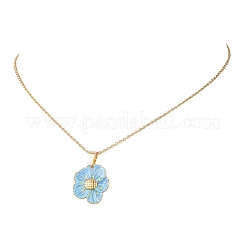 Collane con catena a cavo con ciondolo in acciaio inossidabile smaltato 304 con fiore azzurro cielo per donna&nbsp;NJEW-JN05997