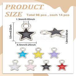 98pcs 7 Farben Legierung Emaille Charms&nbsp;ENAM-LP0001-12
