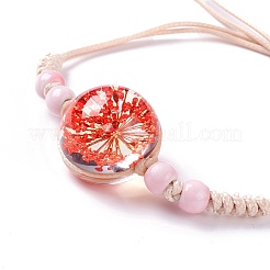 Bracciale a maglia a fiore pressato a secco fatto a mano per donna ragazza&nbsp;BJEW-C004-01K