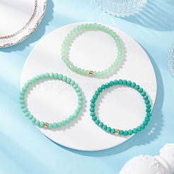 3 bracciale elastico con perline rondelle in vetro opaco e giada imitazione sfaccettata per donna&nbsp;BJEW-JB12563-03