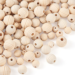 300pcs 6 styles de perles en bois de fil naturel&nbsp;WOOD-TA0001-63