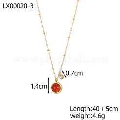 Halsketten aus Edelstahl 304 und rotem Achat&nbsp;STAS-OY013-12G