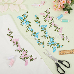 2 Paar 2 Farben Blumen-Stickereistoff aus Polyester zum Aufnähen&nbsp;PATC-GF0001-59B