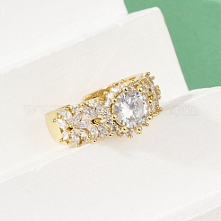 Bagues de manchette réglables en laiton avec micro pavé de zircones cubiques pour femmes&nbsp;RJEW-C129-04G