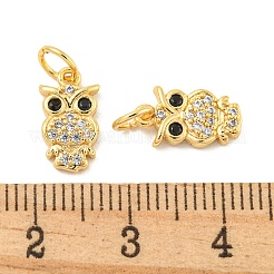 Placage de crémaillère en laiton micro pavé pendentifs en zircone cubique claire&nbsp;KK-B093-02E-G