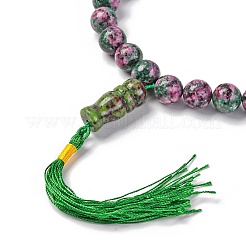 Braccialetti elastici con perline di rubino naturale in zoisite&nbsp;BJEW-A025-01A
