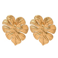 Boucles d'oreilles à tige en forme de feuille en acier inoxydable 304&nbsp;EJEW-L304-05G