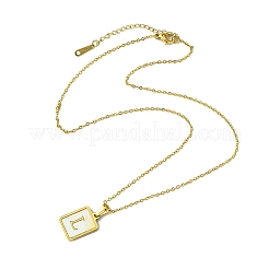 Collier pendentif rectangulaire en acier inoxydable 304 avec lettre initiale plaquée ionique (IP)&nbsp;NJEW-R265-04G-L