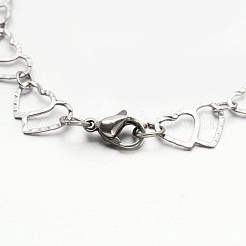 Anlaufgeschützte 304 Edelstahl-Herz-zu-Herz-Gliederkettenarmbänder&nbsp;BJEW-N280-12P