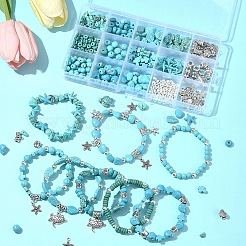 DIY-Kits zur Herstellung von Armbändern aus synthetischen türkisfarbenen Perlen mit gemischten Formen&nbsp;DIY-FS0007-53
