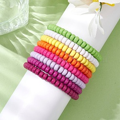 Set aus elastischen Armbändern mit Rondellperlen aus Acryl&nbsp;BJEW-JB11020-01