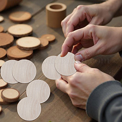 Unfertige flache runde Holzausschnitte&nbsp;WOOD-WH0050-042B