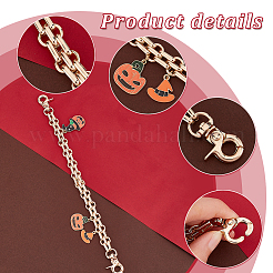 2 pièces halloween thème alliage émail citrouille jack-o'-lanterne et chapeau de sorcière charme sac à main rallonges de sangle&nbsp;AJEW-PH0004-99