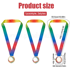 3 Stück 3-Farben-Legierungs-Emaille-Medaille&nbsp;AJEW-FG0002-64
