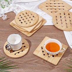 8 dessous de tasse en bambou&nbsp;DJEW-GO0001-18