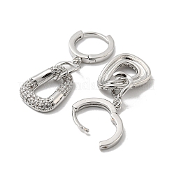 Orecchini a cerchio pendenti in zircone chiaro micro pavè di zirconi in ottone&nbsp;EJEW-E295-27P