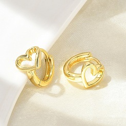Orecchini a cerchio in ottone a forma di cuore cavo&nbsp;EJEW-D311-110G