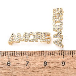 Breloques de connexion en laiton serties de micro-pavés de zircone cubique transparente&nbsp;KK-K002-32F-G