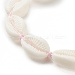 Bracciale con perline intrecciate in conchiglia acrilica con stelle marine turchesi sintetiche (tinte).&nbsp;BJEW-JB08058-02