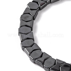 Braccialetti elasticizzati da donna con perline di ematite sintetica non magnetica a forma di clessidra ed esagono&nbsp;BJEW-Q345-07