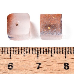 Perles de verre givrées avec poudre pailletée dorée&nbsp;X1-DGLA-NH001-8mm-01G