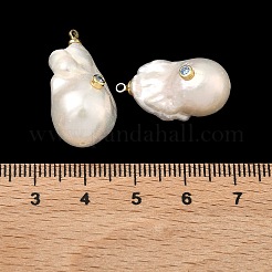 Pendentifs en laiton et perle sertis de micro-pavés de zircone cubique&nbsp;KK-H259-13A-G01