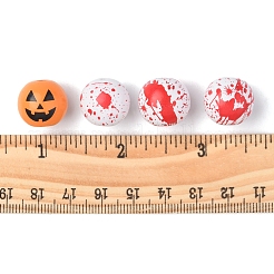 40 Stück 4 Farben Halloween-Thema bedruckte natürliche Holzperlen&nbsp;WOOD-FS0001-03