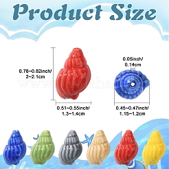 10 perles en porcelaine imprimées faites à la main&nbsp;PORC-YW0001-26A