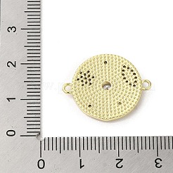 Encantos de conector redondo plano de circonita cúbica transparente pavimentados de latón chapado en estante&nbsp;KK-C052-43G