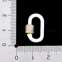 Fermoirs mousquetons à vis ovales en laiton micro-pavé de zircone cubique transparente&nbsp;KK-B167-01A-01G
