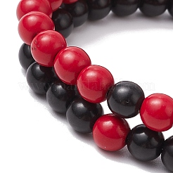2 Stück 2 Farben gefärbte synthetische türkisfarbene Perlen-Stretch-Armbänder für Frauen und Männer&nbsp;BJEW-JB11547