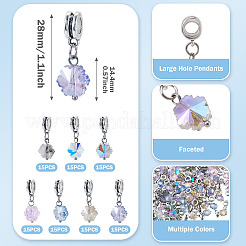 105 Stück 7 Stile Glas europäischen Baumeln Charms&nbsp;HJEW-TAC0130
