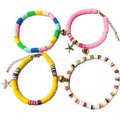 Seestern & Muschel & Kreuz & Herz & Quaste Charm Fußkettchen Set&nbsp;AJEW-SW00001