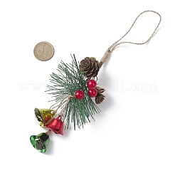Décorations suspendues en forme de cloche en fer et de pomme de pin en plastique&nbsp;HJEW-JM04392